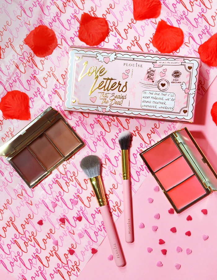 Set Palete Blush, Bronzer si 2 Pensule Machiaj P.LOUISE Love Letters